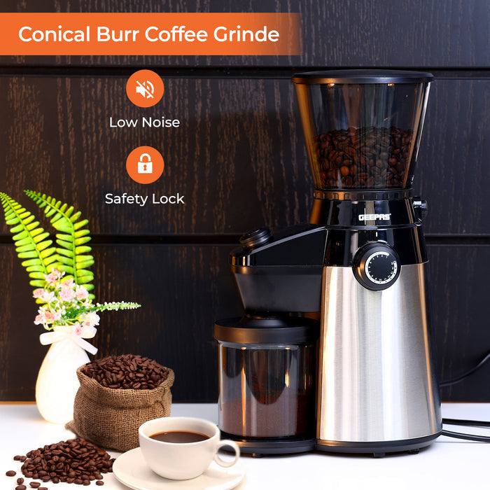15 Fine Grind Setting Conical Burr Coffee Bean Grinder