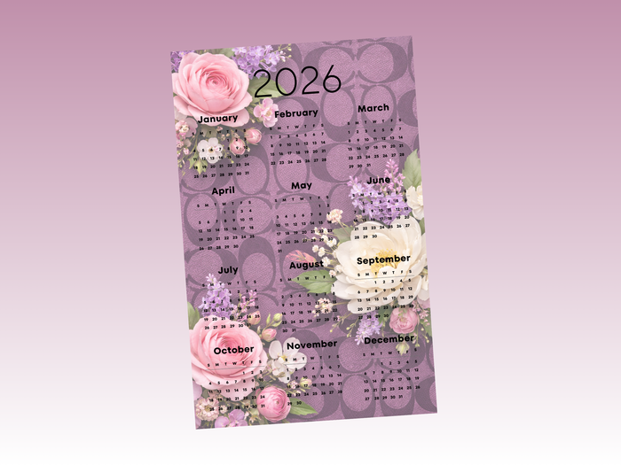 2026 Year at a glance | A5 Rings | Purple Coach Floral
