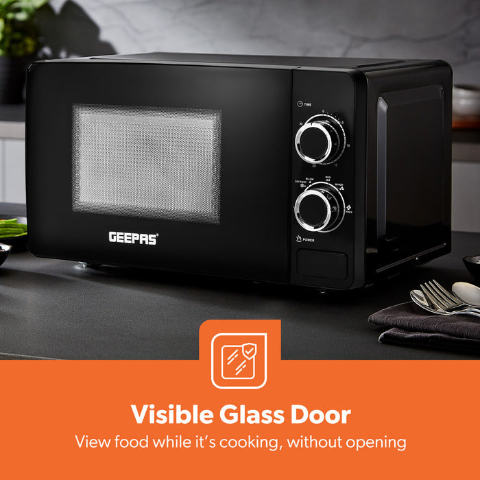 20L Black Solo Freestanding Manual Microwave