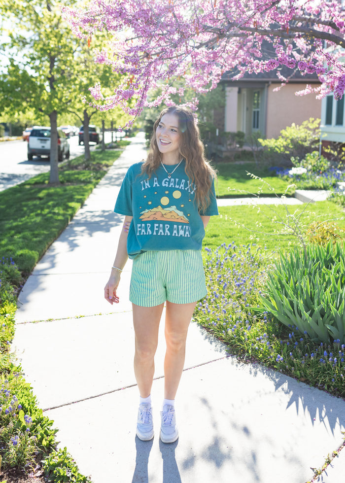 a galaxy far, far away in sea green