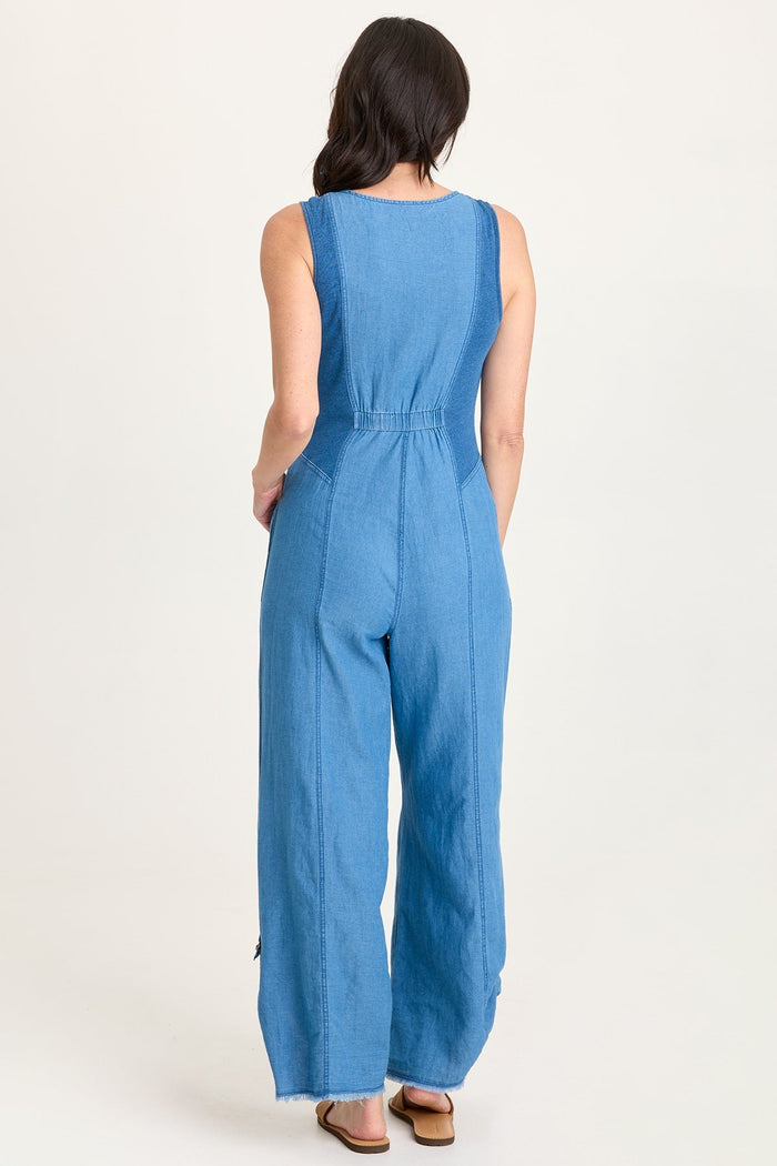 XCVI Aisling Indigo Snap-Up Jumpsuit