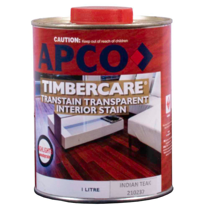 Apco Timbercare Transtain Transparent Stain Indian Teak 1L
