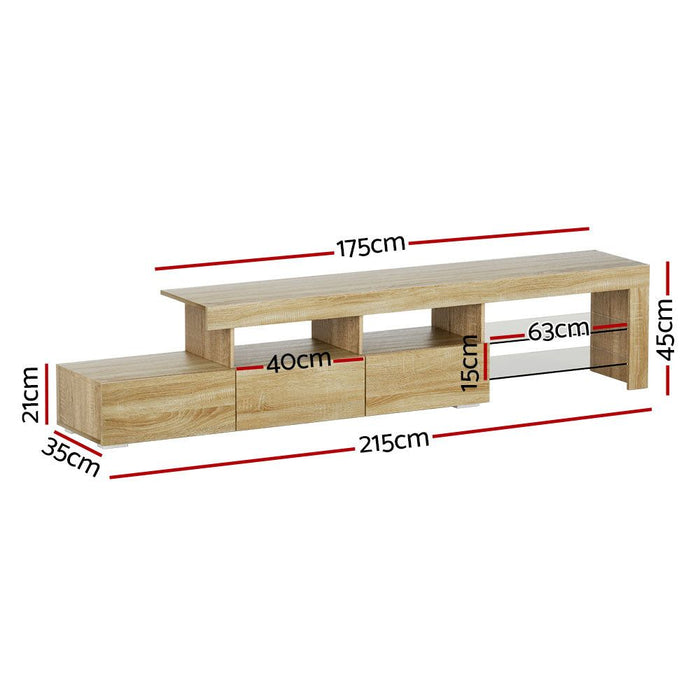 Artiss Entertainment Unit TV Cabinet LED 215cm Pine Caya -Home Living Store - -