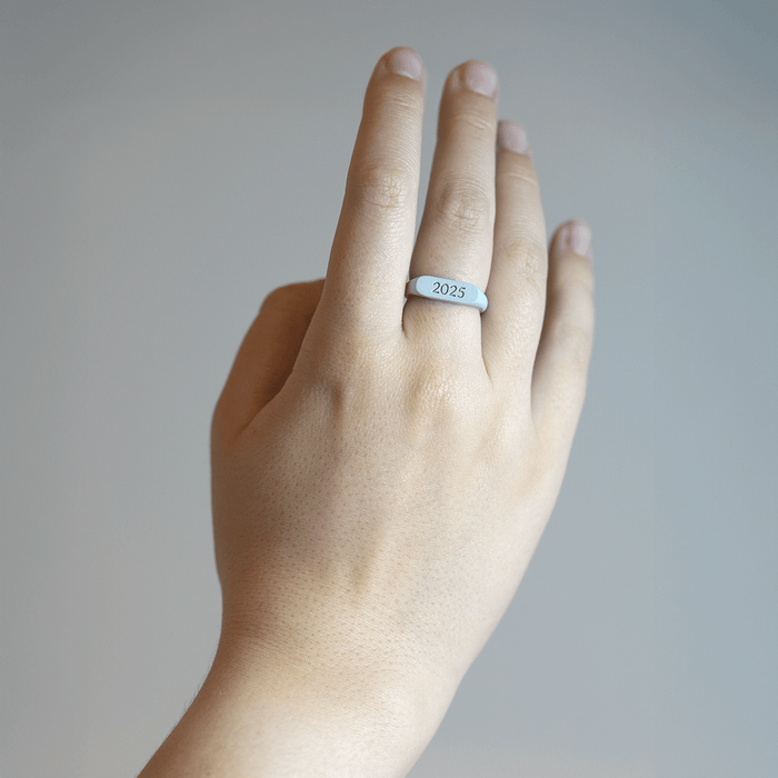 Bar Ring Signet Silicone Ring - Silver Lilac