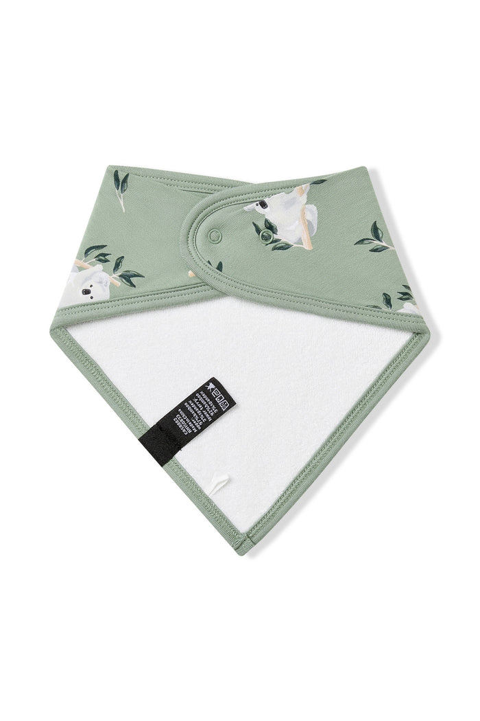 The back of the Baby Blanket in Koala showing the snap closures and bamboo terry backing