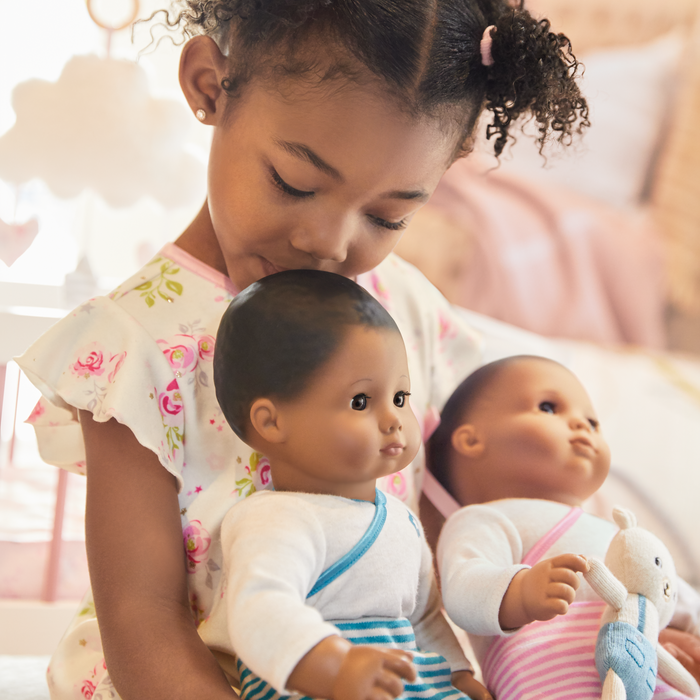 Bitty Baby® Doll #1 with black hair in Soft Blue