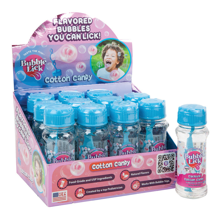 Bubblelick Cotton Candy Flavored Bubble Solution Bottles - 12 Count