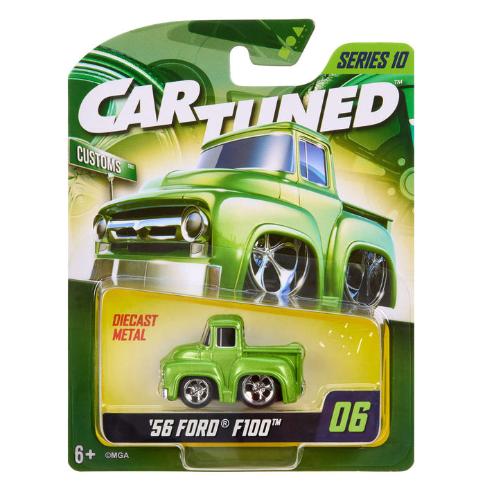 CarTuned Mainline Series Ten - 1956 Ford F100 in color green, in packaging on white background