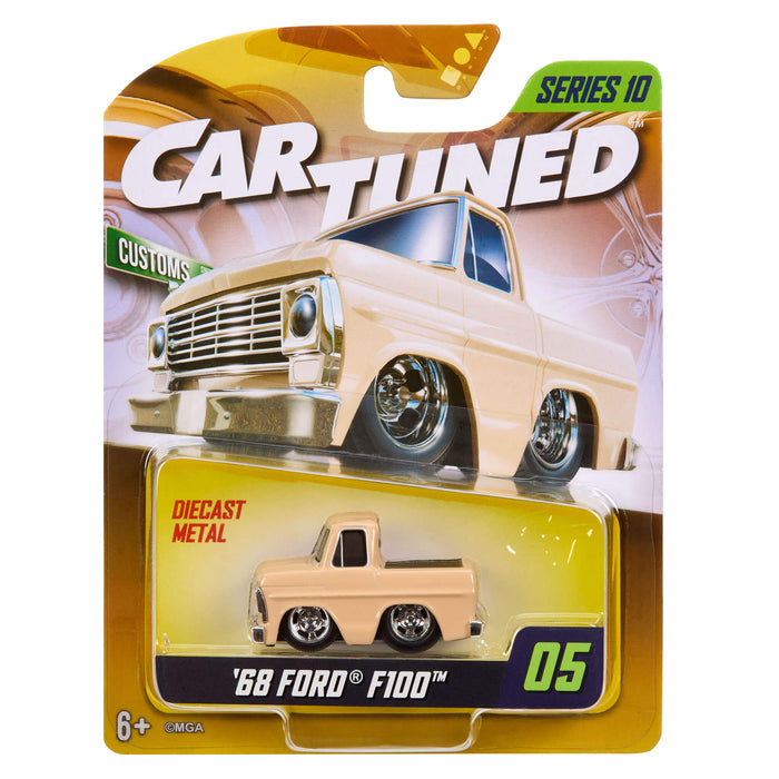 CarTuned Mainline Series Ten - 1968 Ford F100 in color Peach, in packaging on white back ground