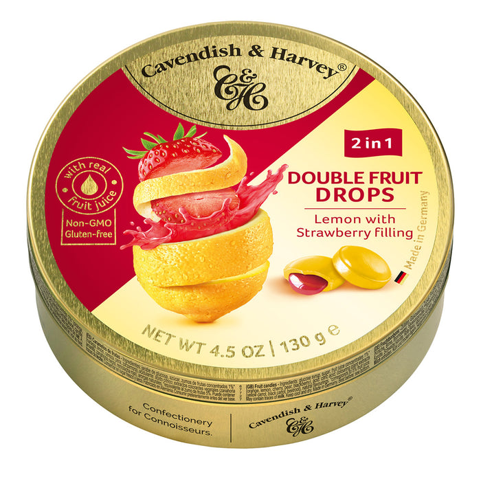 Cavendish and Harvey Lemon and Strawberry Double Fruit Hard Candy Tin - 11 Count