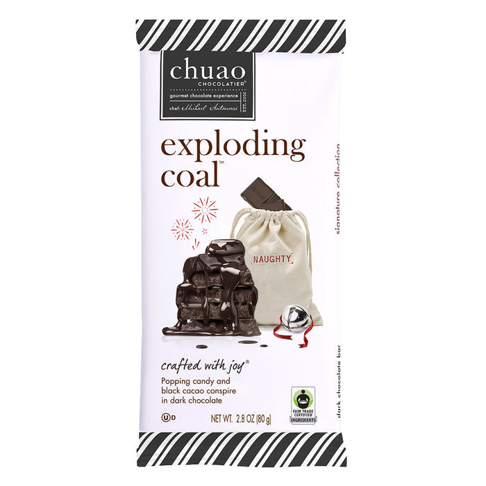 Chuao Chocolatier Exploding Coal Dark Chocolate Bar - 12 Count