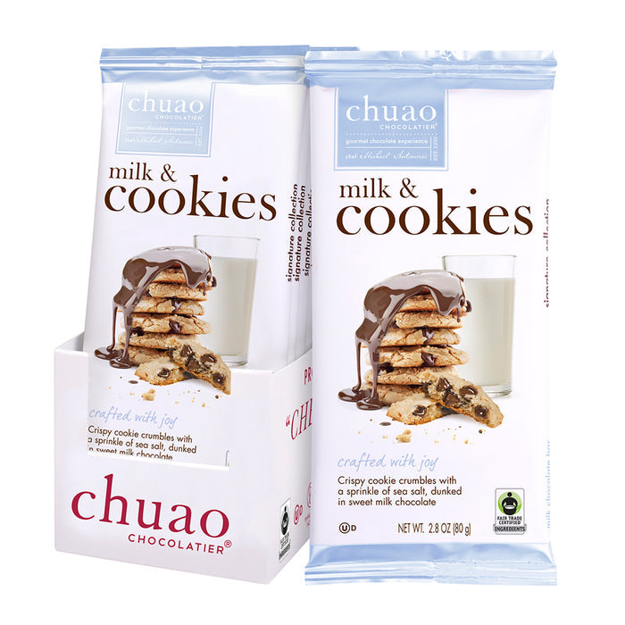 Chuao Chocolatier Milk and Cookies Chocolate Bar - 12 Count