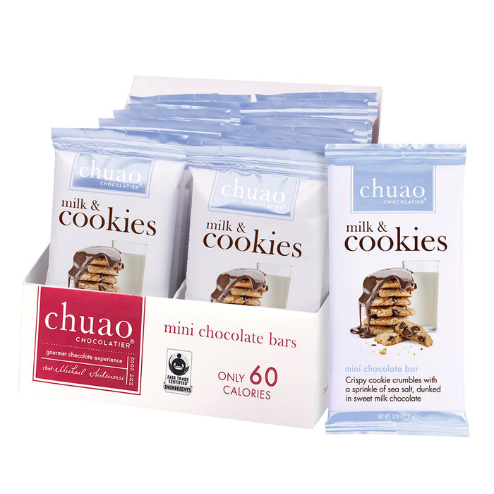Chuao Mini Milk and Cookies Chocolate Bar - 24 Count
