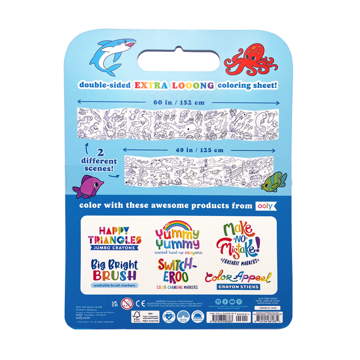 Color-A-Looong 5' Fold Out Kids Coloring Book - Ocean Adventure