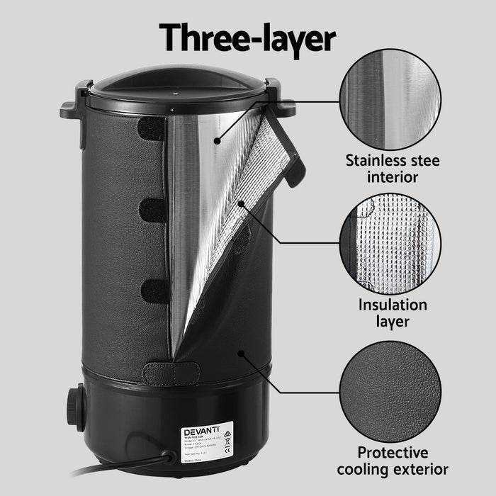 Devanti 10L Wax Melter Candle Making 1520W Melting Pot Furnace Pour Spout Soap - Devanti