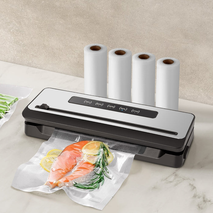 Devanti Food Vacuum Sealer Machine Sealing Cutter 4 Modes Storage Bags 4 Rolls - Devanti