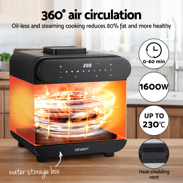 Devanti Steam Air Fryer Oven 15L W/ LCD Touch 1600W - Devanti