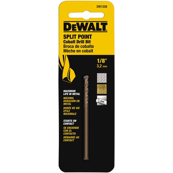 DEWALT 1/8-Inch Split Point Industrial Cobalt Drill Bit - DWA1208