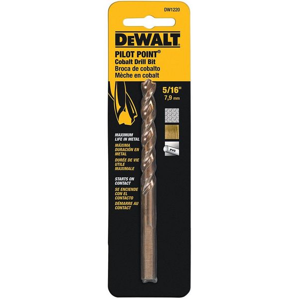 DEWALT 5/16-Inch Pilot Point Industrial Cobalt Drill Bit - DWA1220