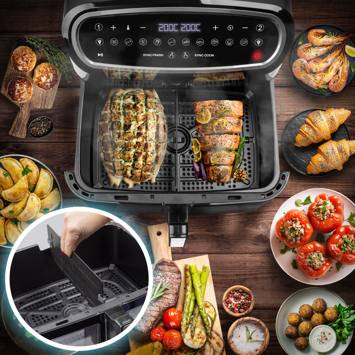 Duronic AF34 BK triple drawer air fryer with splitter so food within the drawer will not mix
