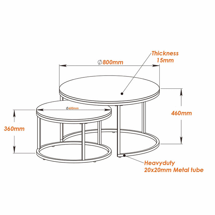 ECHO 800 Nested Coffee Table Set Cement by Censi -Home Living Store - -