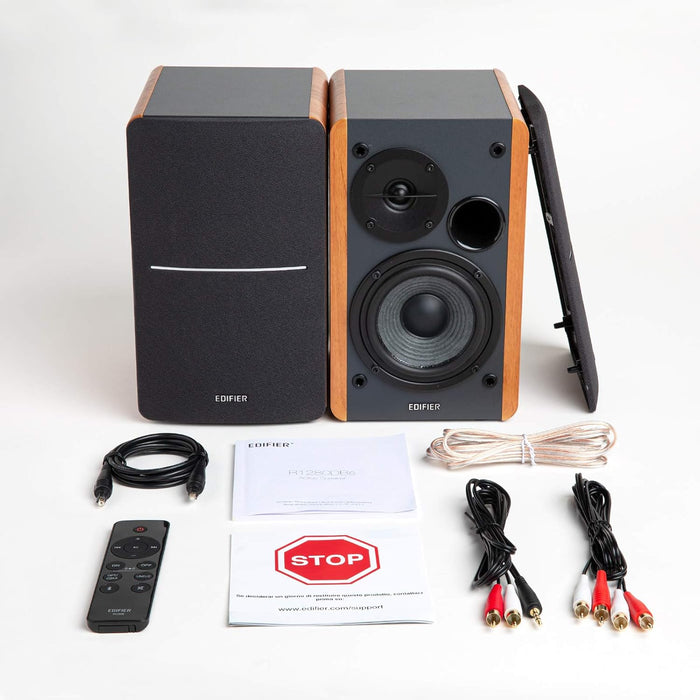 Edifier R1280DBS Active 2.0 BT Bookshelf Speakers Pair with Sub Out - Maple Maple