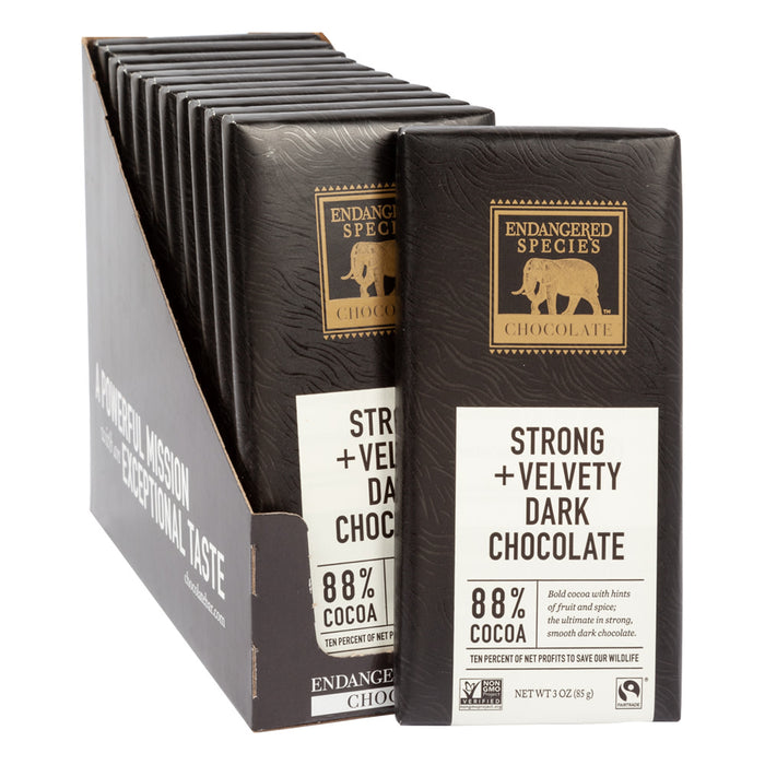 Endangered Species Bars 88% Dark Chocolate 3oz - 12ct