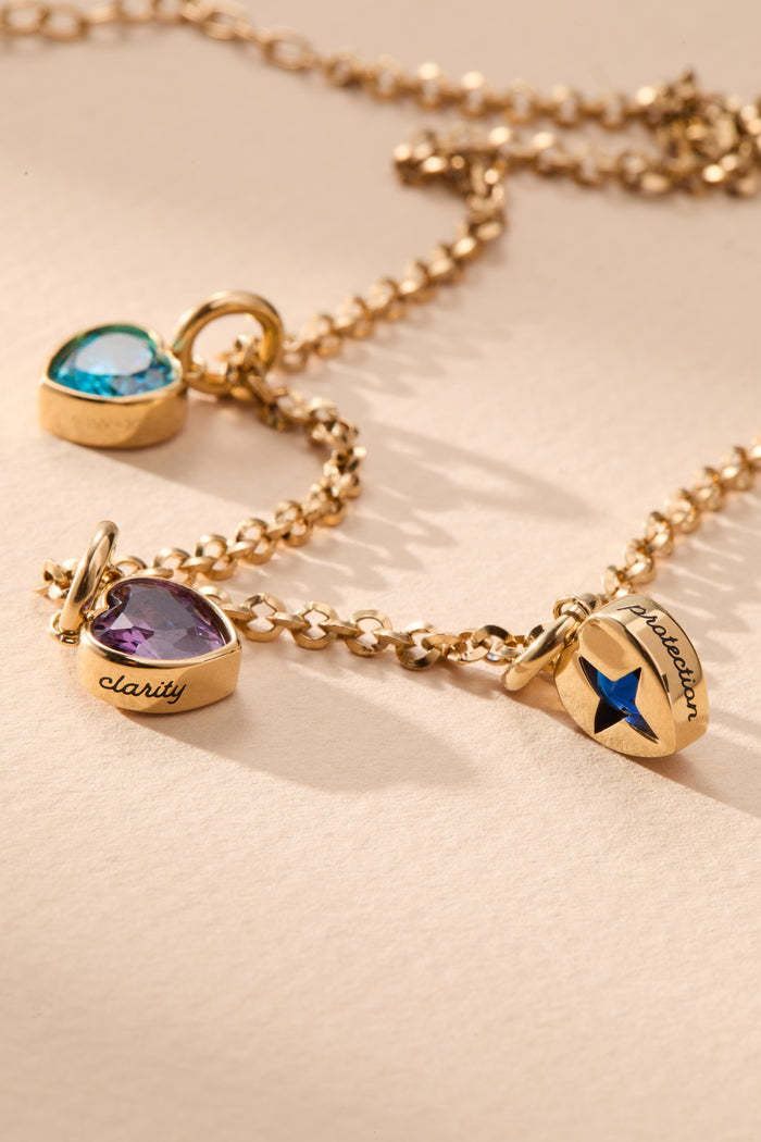 February 'Clarity' Heart Birthstone Charm