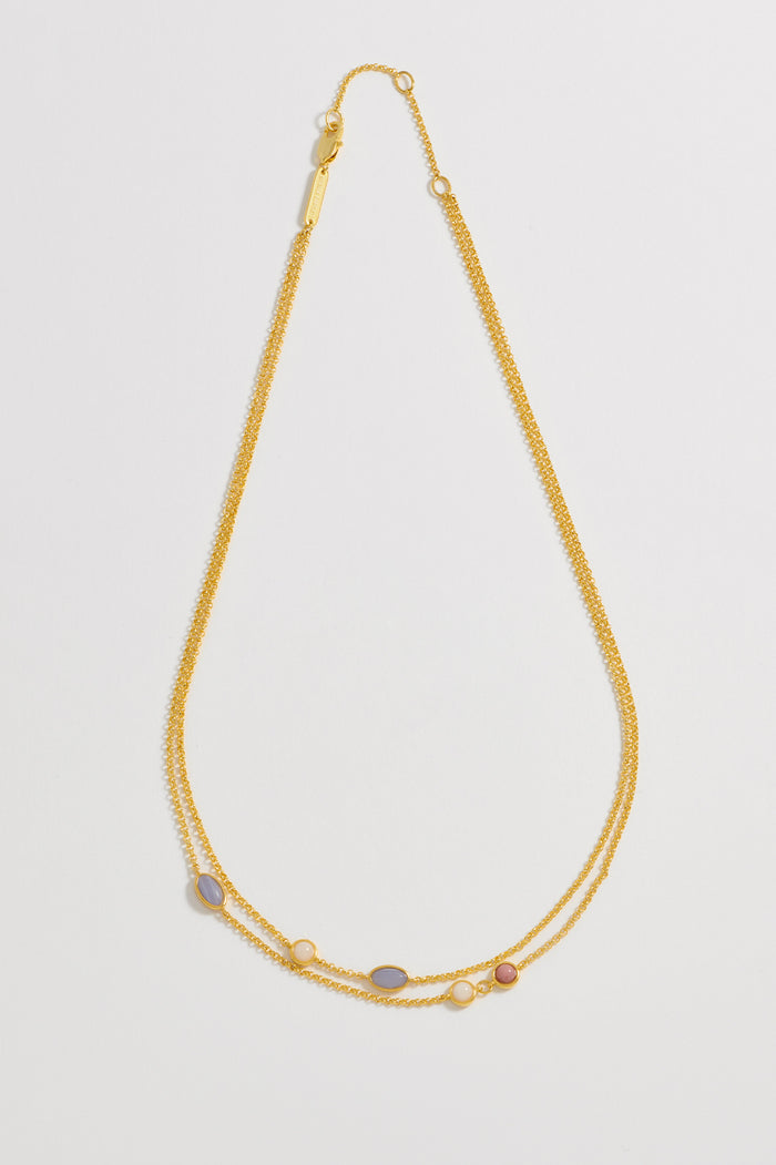 Gemstone Double Chain Necklace