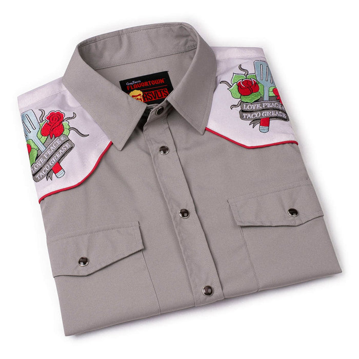 RSVLTS Guy Fieri Roper Short Sleeve Shirt Guy Fieri "Love, Peace & Taco Grease" – Roper Short Sleeve Shirt Guy Fieri "Love, Peace & Taco Grease" – Roper Short Sleeve Shirt
