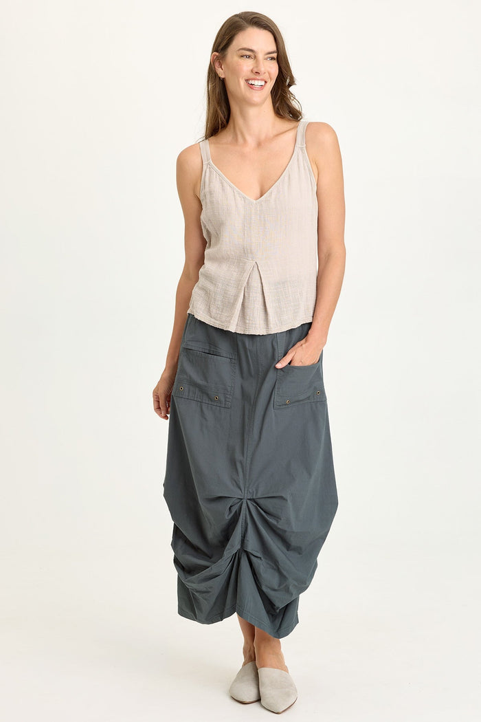 Wearables Hedley Gauze/Jersey Box Pleat Tank
