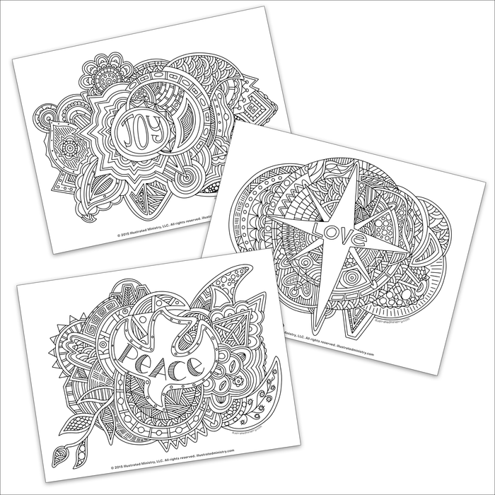 Hope, Peace, Joy, and Love Coloring Pages