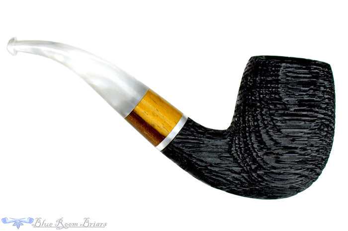 Blue Room Briars is proud to present this Ian Nicol Pipe 1/4 Bent Sandblast Morta Billiard with Ironwood and Acrylic