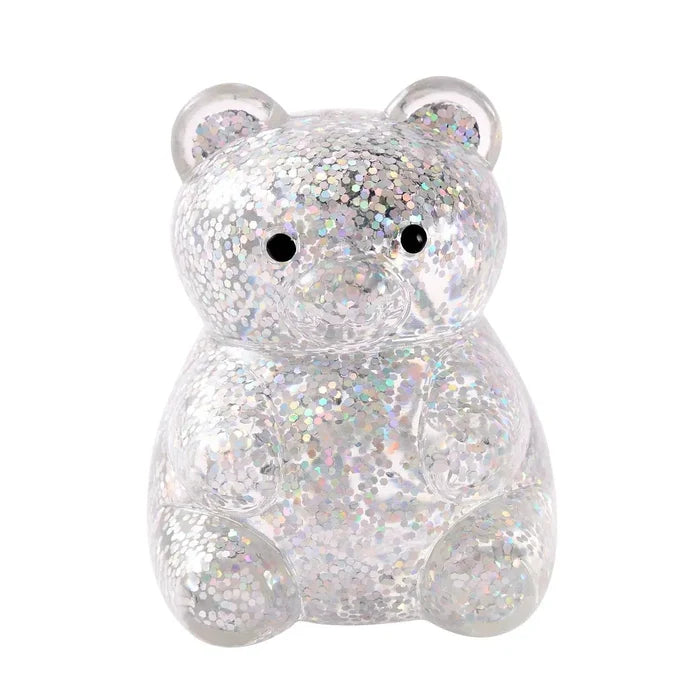 J'adore 2.5 Inch Squeezy Bear Squishy Fidget Sensory Toy - SILVER