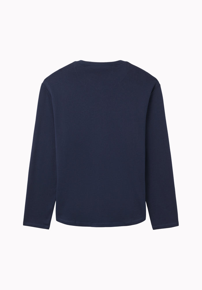 Kambo Men's Ribbed Long Sleeve Henley, Naval Academy - BM24974