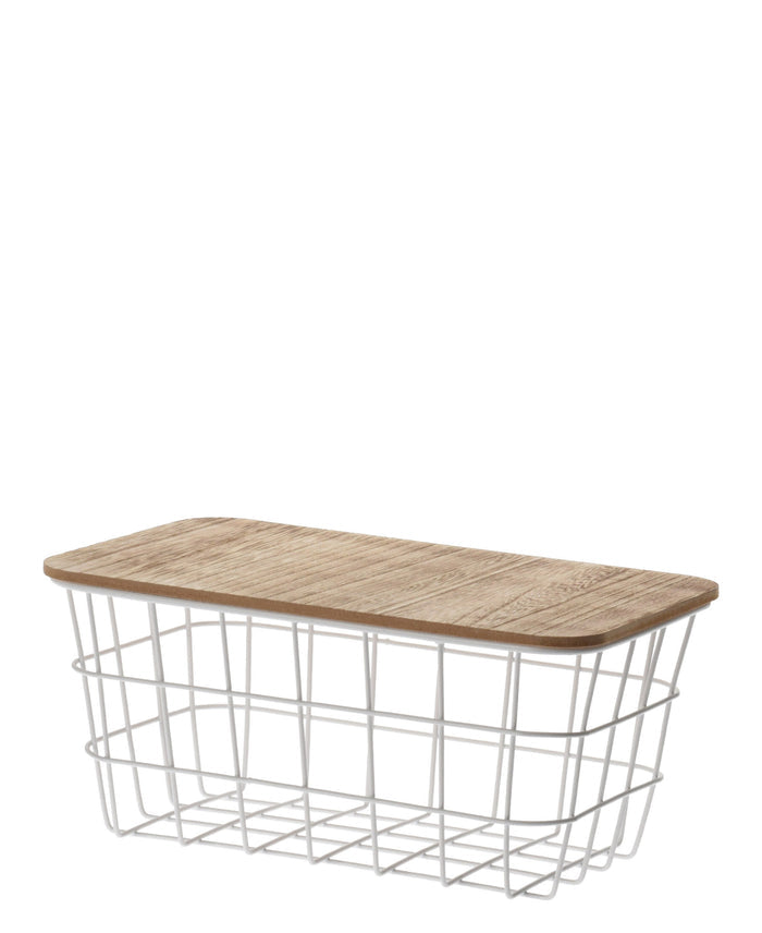 Kitchen Life Small Metal Storage Basket - White