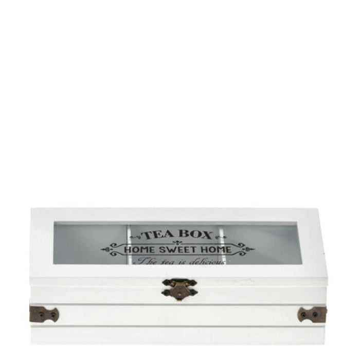 Kitchen Life Wooden Home Sweet Home Tea Box 24cm - White