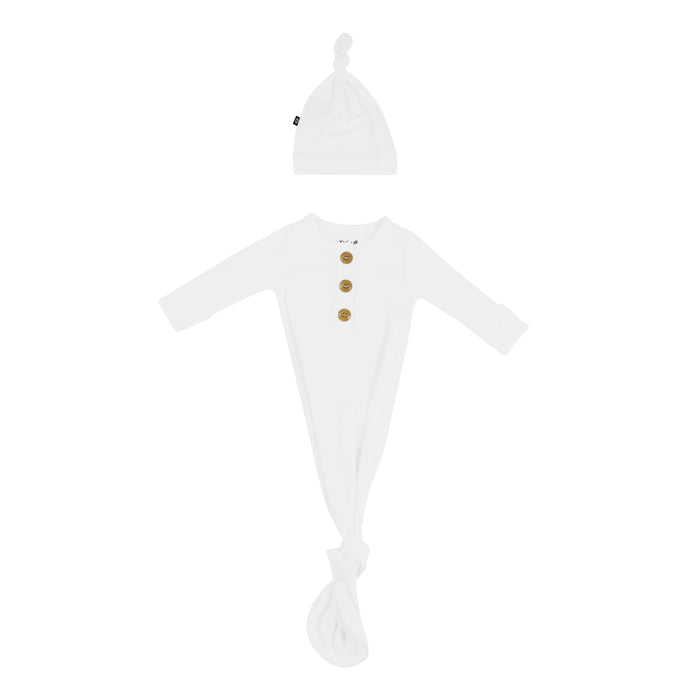 Kyte Baby Knotted Gown with Hat Set in Cloud