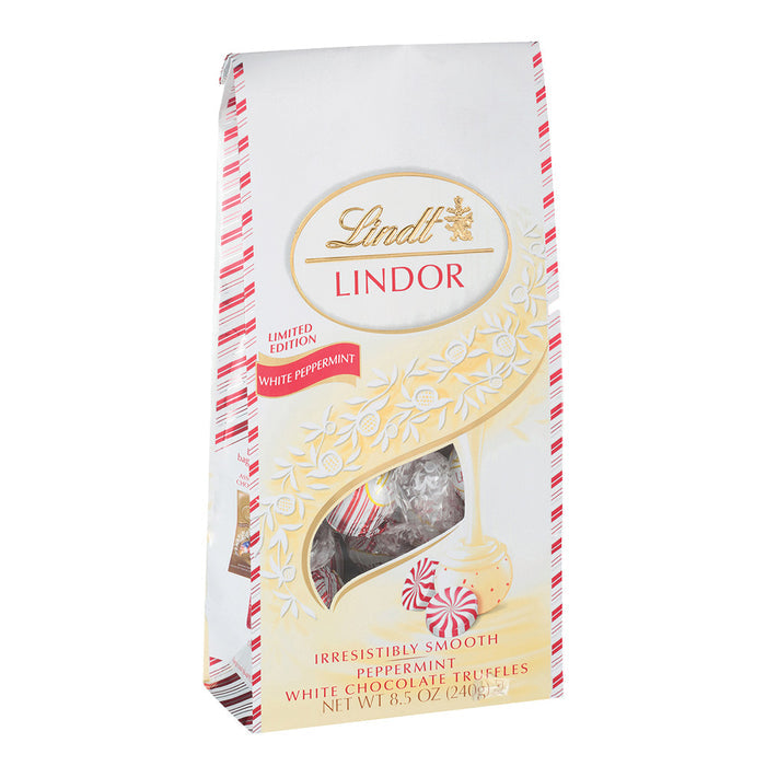 Lindt Lindor White Peppermint Chocolate Truffles - 12 Count Pouches