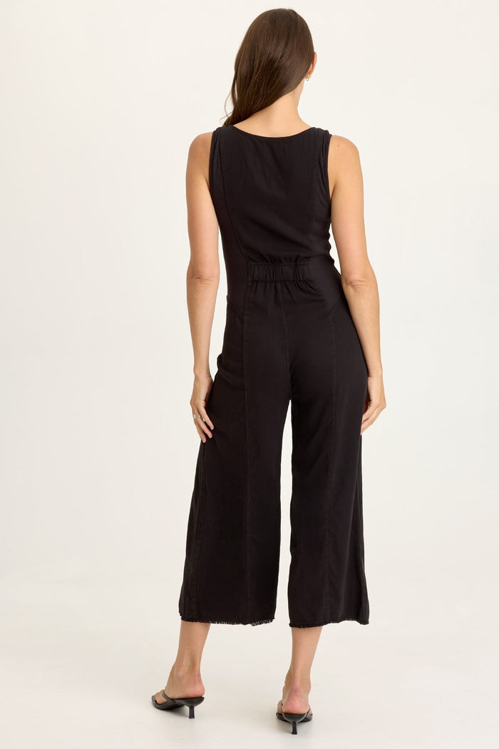 Wearables Linette Twill Zip-Up V-Neck Jumpsuit