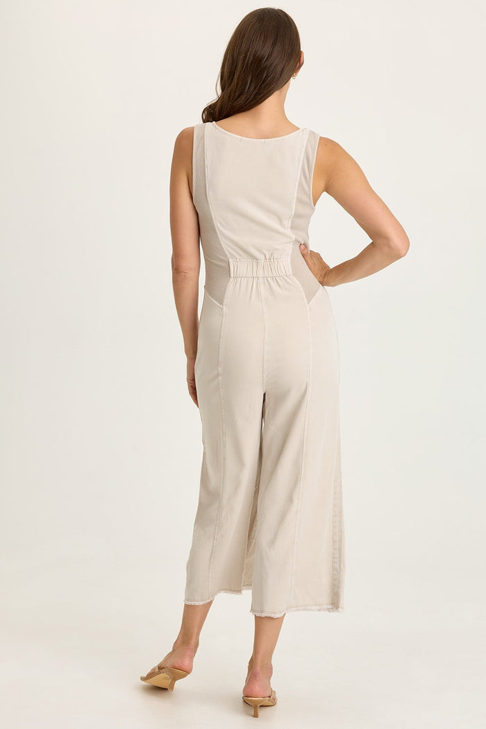 Wearables Linette Twill Zip-Up V-Neck Jumpsuit