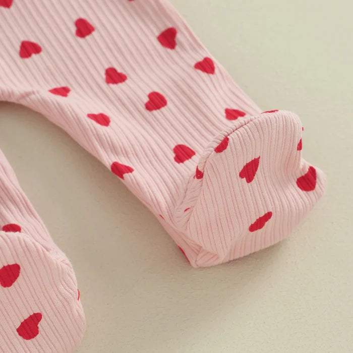 LITTLE HEARTS Ribbed Ruffle Jumpsuit
