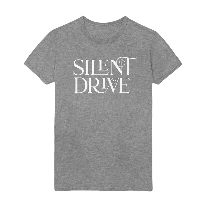 Image is a Athletic Tee shirt with White Lettering that reads “Silent Drive” across the chest