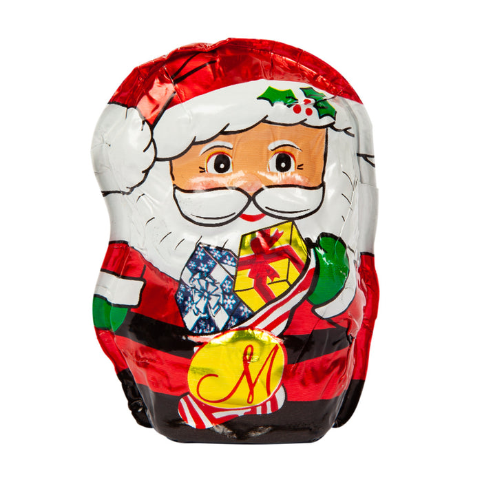 Madelaine Milk Chocolate Foiled Semi Solid Santa Candy - 48 Count