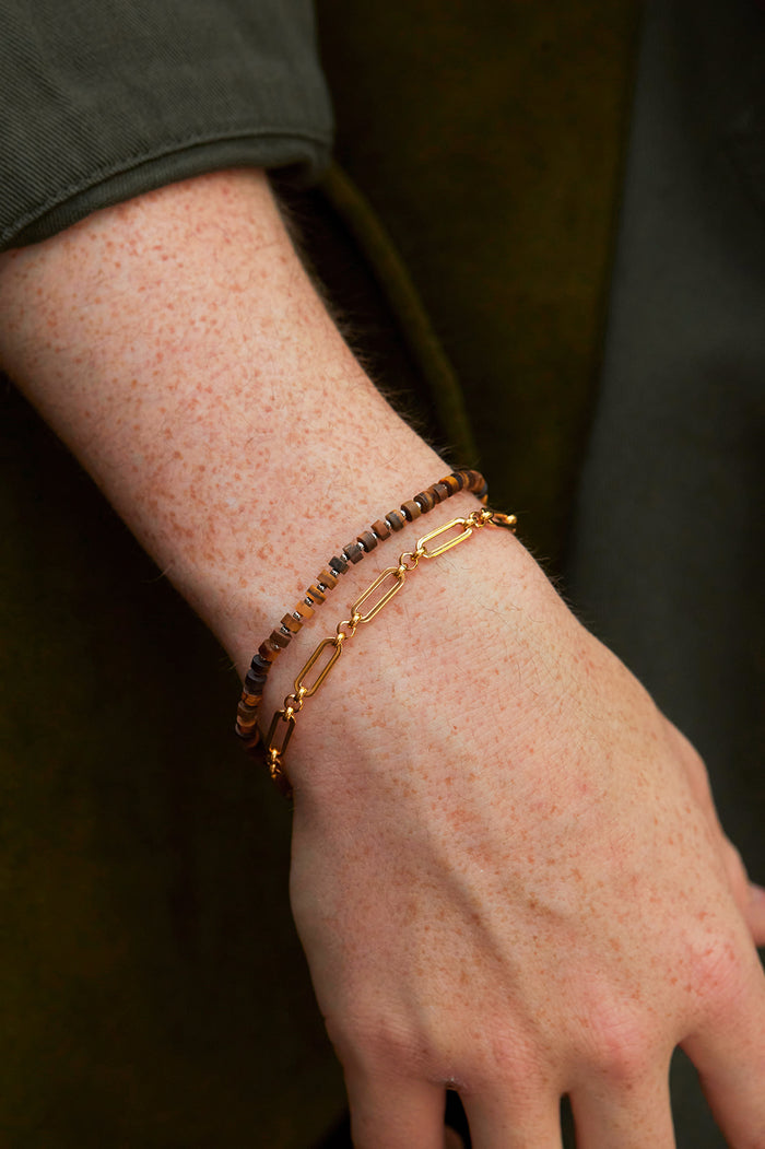 Men's Gemstone Rondelle Bracelet