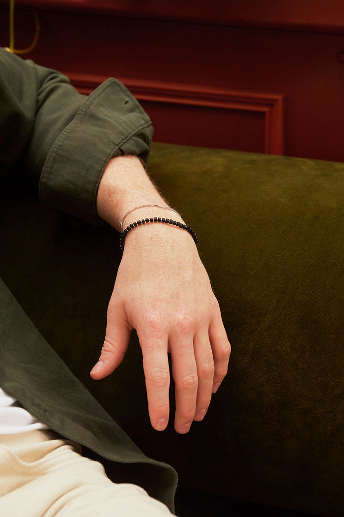 Men's Gemstone Rondelle Bracelet