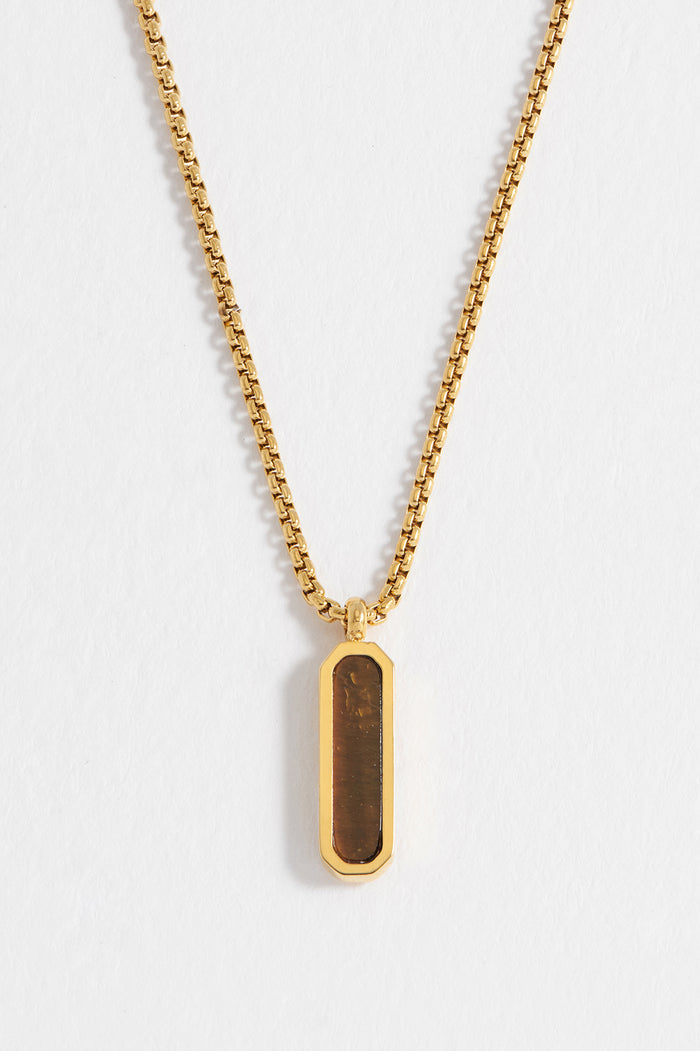 Men's Gemstone Tag Pendant Necklace