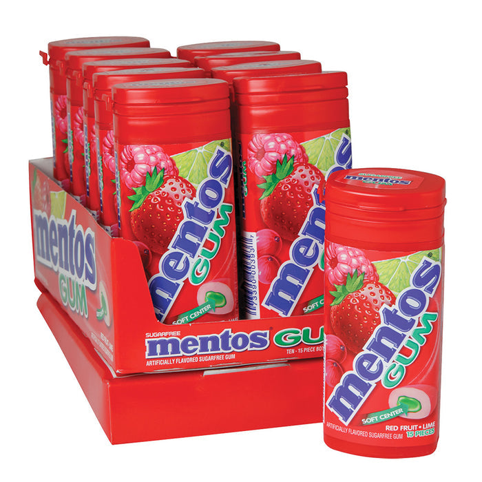 Mentos Gum Red Fruit And Lime Sugar Free 1.06oz - 10ct