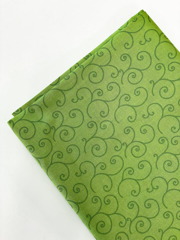 One Hoop Wonders Tree Farm Backing. Green with dark green swirls