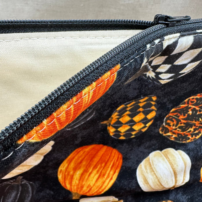 Patterned Pumpkins - Project Bag with Coordinating Notions Pouch